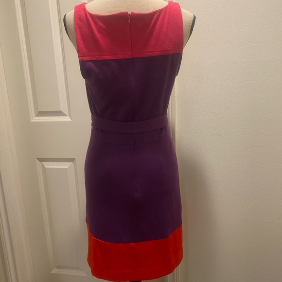 Elle Womens Purple Red Pink Color Block Sleeveless Midi Dress size 8 - Picture 2 of 12